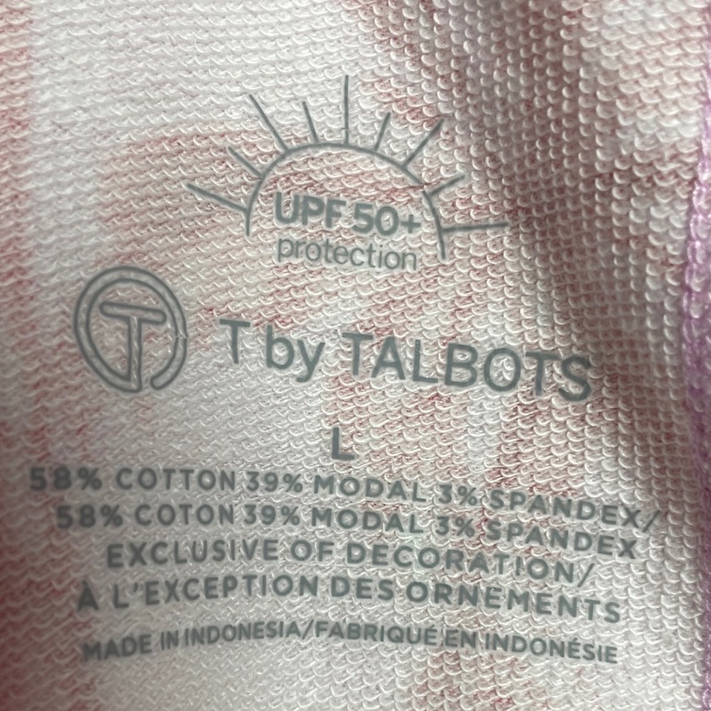 Talbots Pink Pullover with Coral Palm Print Quarter Zip - Picture 2 of 11